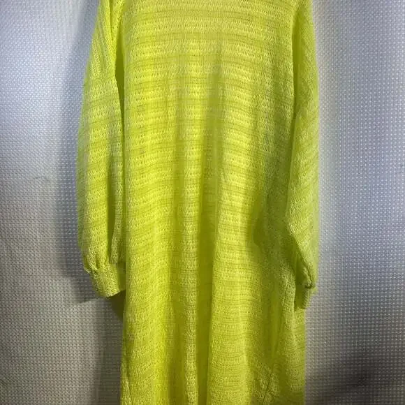 Anthropologie Serenity Neon Lime Green Open Knit Long Cardigan Sweater - Picture 3 of 6